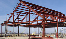 A Kodiak Steel Homes red-iron frame system