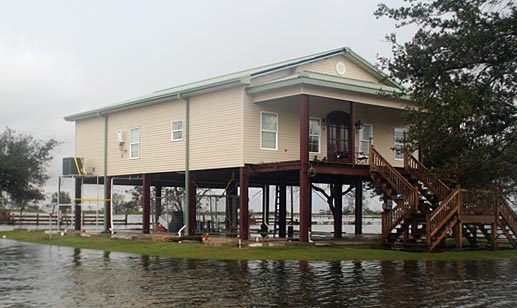 Steel framed house after Hurricane Ike on the Louisiana coast