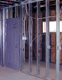 Steel studs frame interior walls