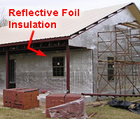 Reflective foil insulation forms a thermal barrier for steel framed homes
